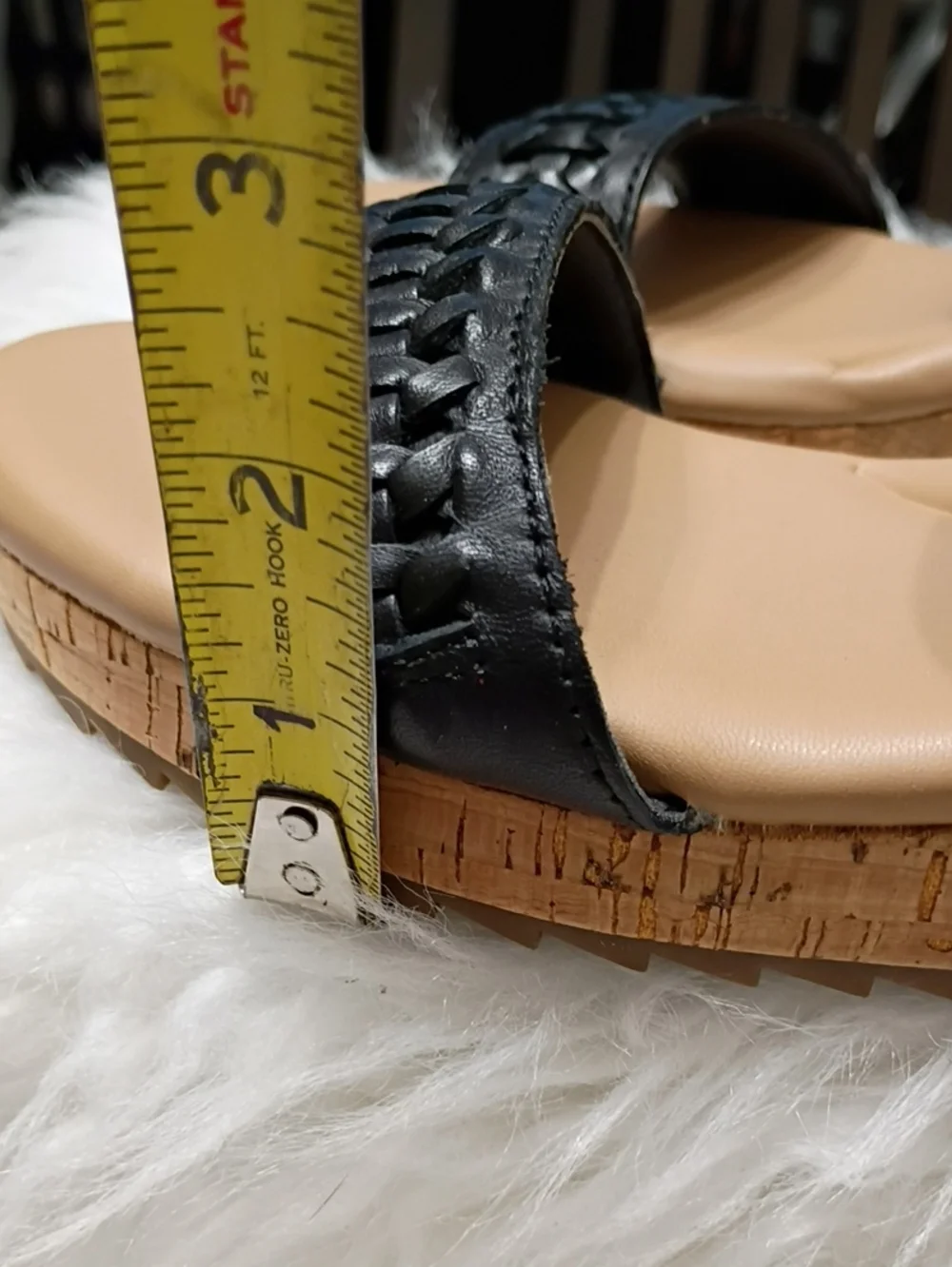 Easy Spirit Lillia Black Braided Faux Leather Double-Strap Cork Wedge Sandal 9.5